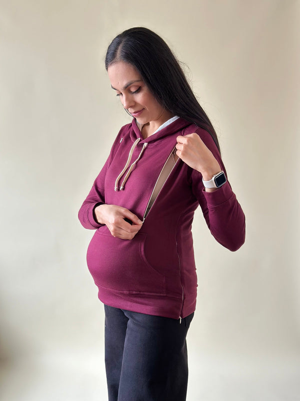Sudadera de maternidad y lactancia •vino•