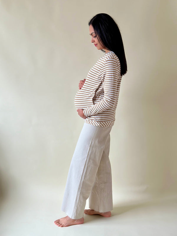 Blusa de maternidad y lactancia •Rayas arena•