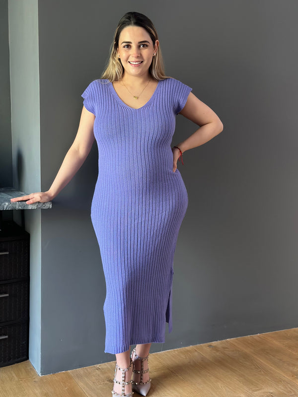 Vestido de maternidad midi •azul Lila•