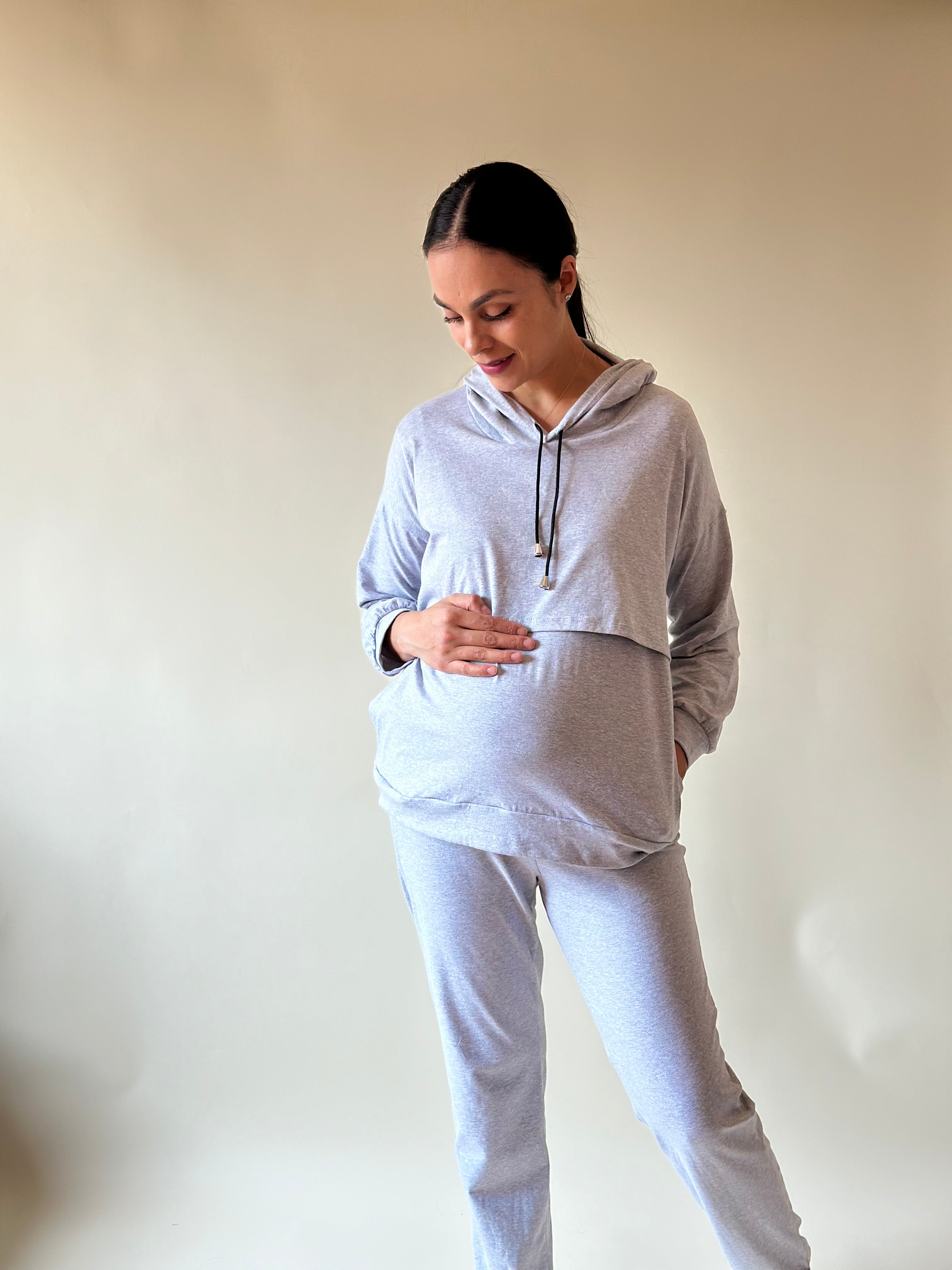 Pants de embarazo y lactancia •Gris Jaspe• – La barriguita de mamá