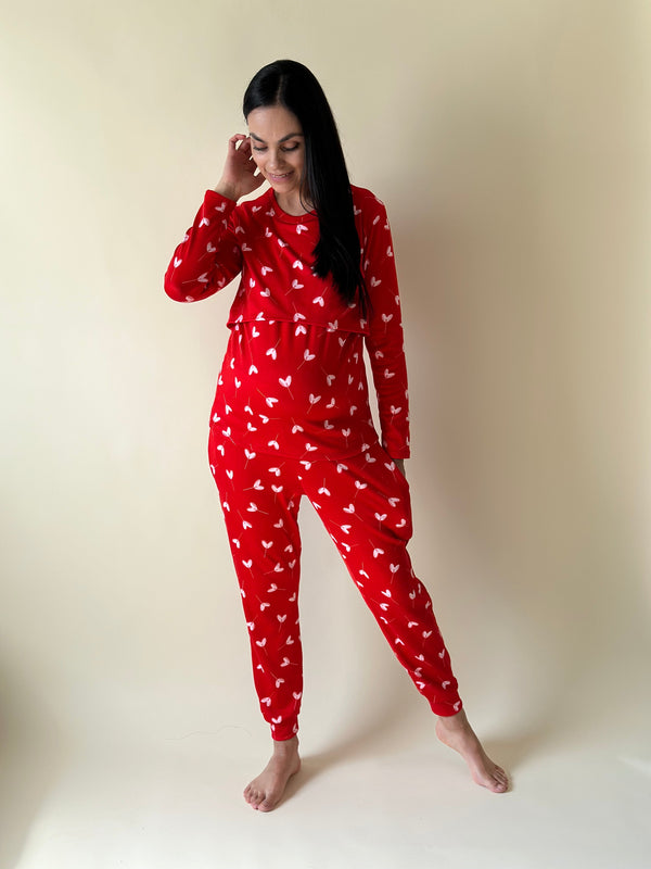 Pijama de mater y lact •Valentines Red • SUPER SOFT