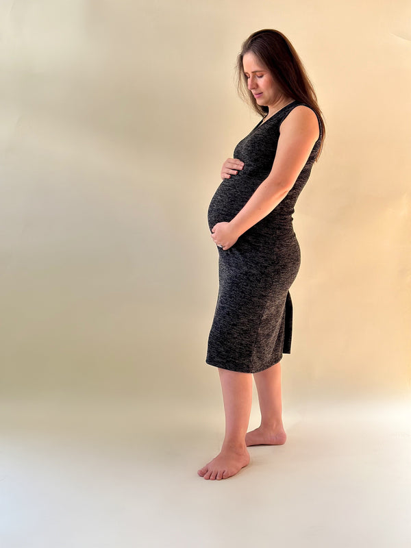 Vestido de maternidad y lactancia •Negro jaspe•