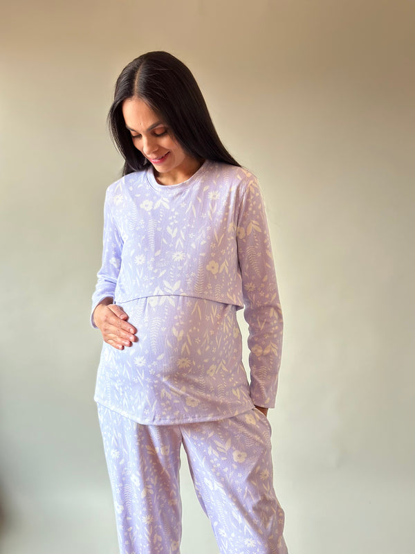 Pijama de maternidad y lactancia •Lavanda•