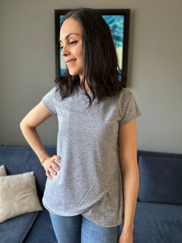 Blusa de maternidad y lactancia •Gris jaspe• BASIC