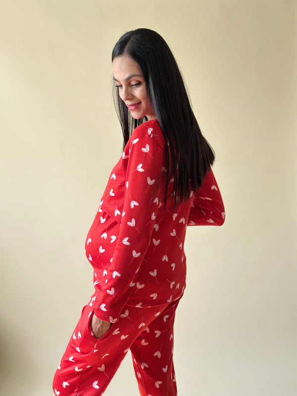 Pijama de mater y lact •Valentines Red • SUPER SOFT
