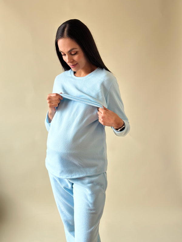 Pijama de maternidad y lactancia •Baby blue• POLAR