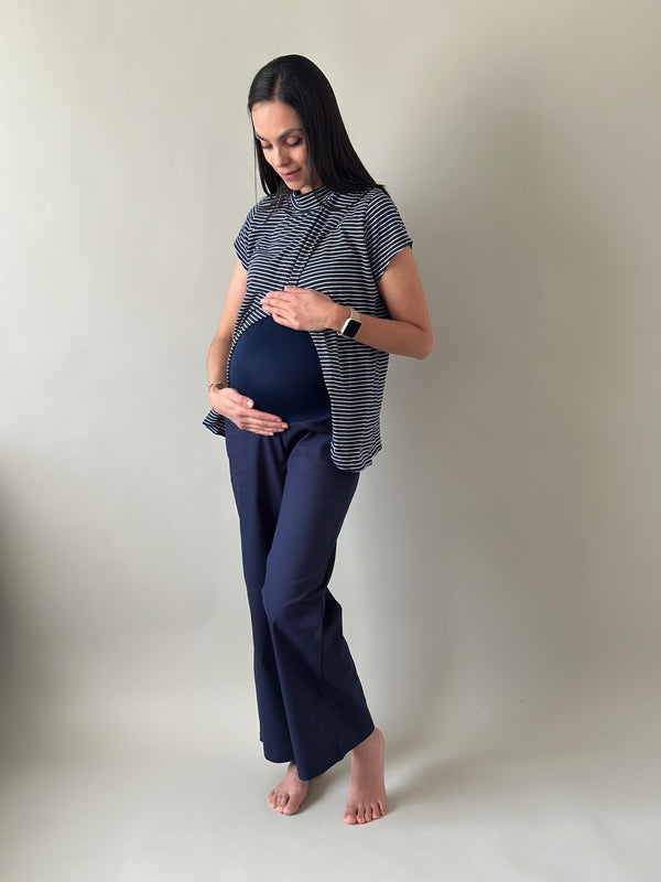 Pantalón pierna amplia •Azul marino• GABARDINA