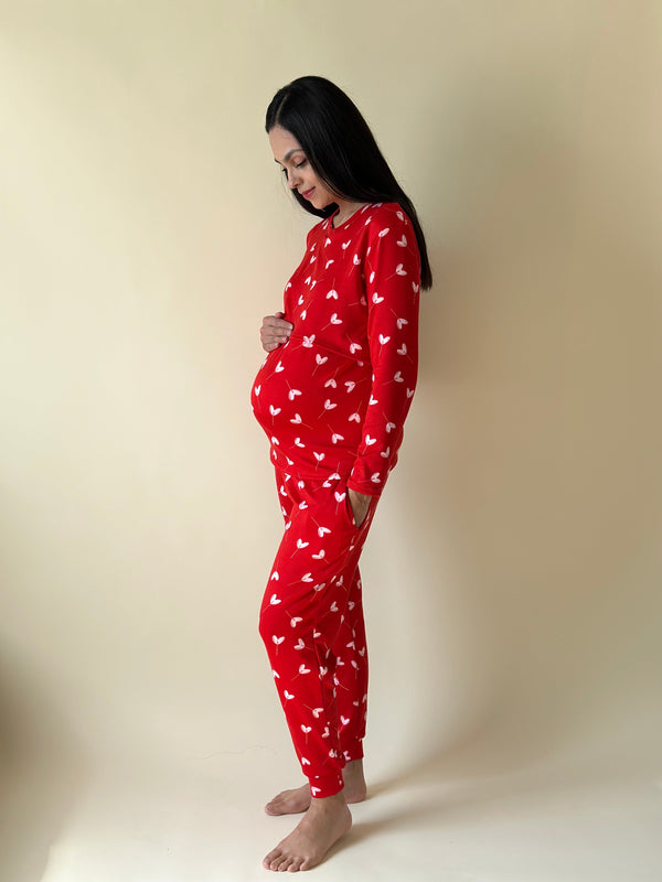 Pijama de mater y lact •Valentines Red • SUPER SOFT