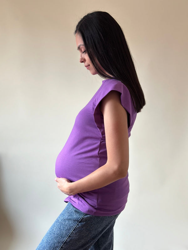 Blusa de maternidad con hombrera •Violeta•