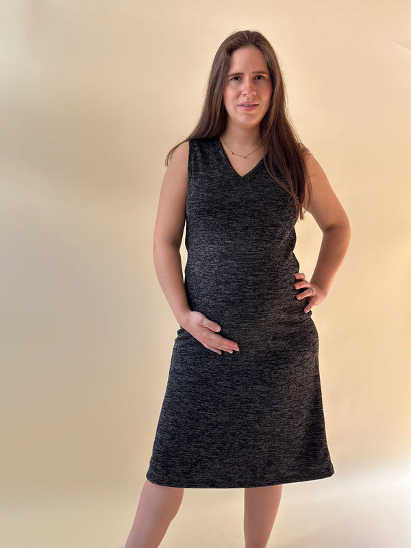 Vestido de maternidad y lactancia •Negro jaspe•