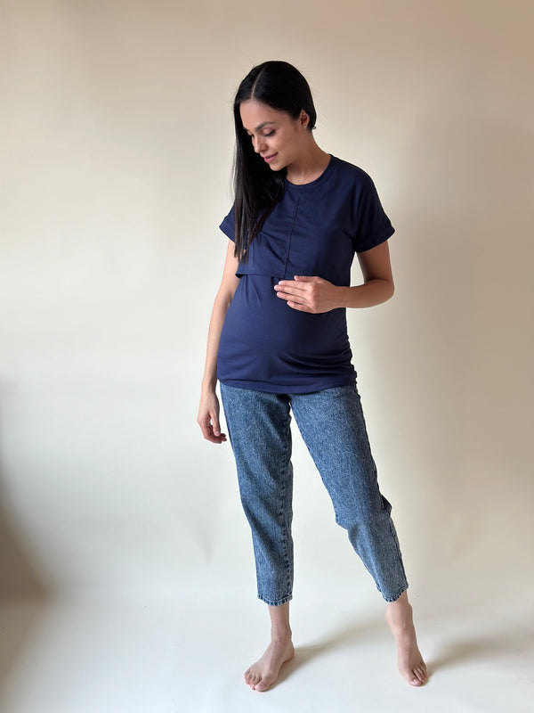 Blusa de maternidad y lactancia •Basic Azul marino•