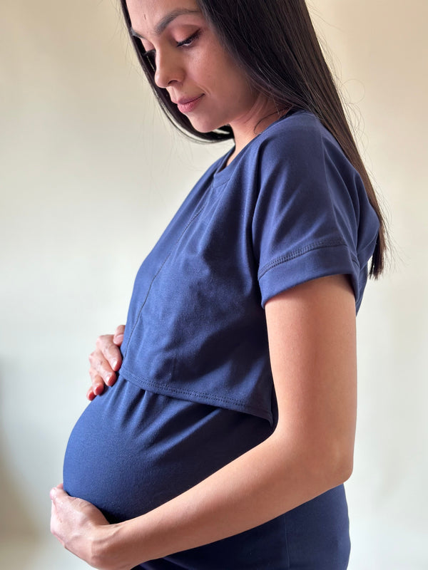 Blusa de maternidad y lactancia •Basic Azul marino•