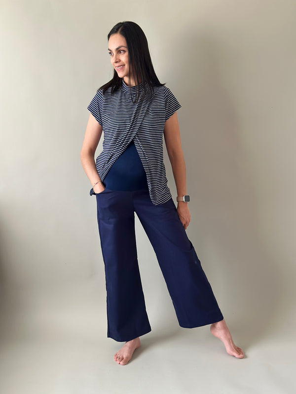 Pantalón pierna amplia •Azul marino• GABARDINA