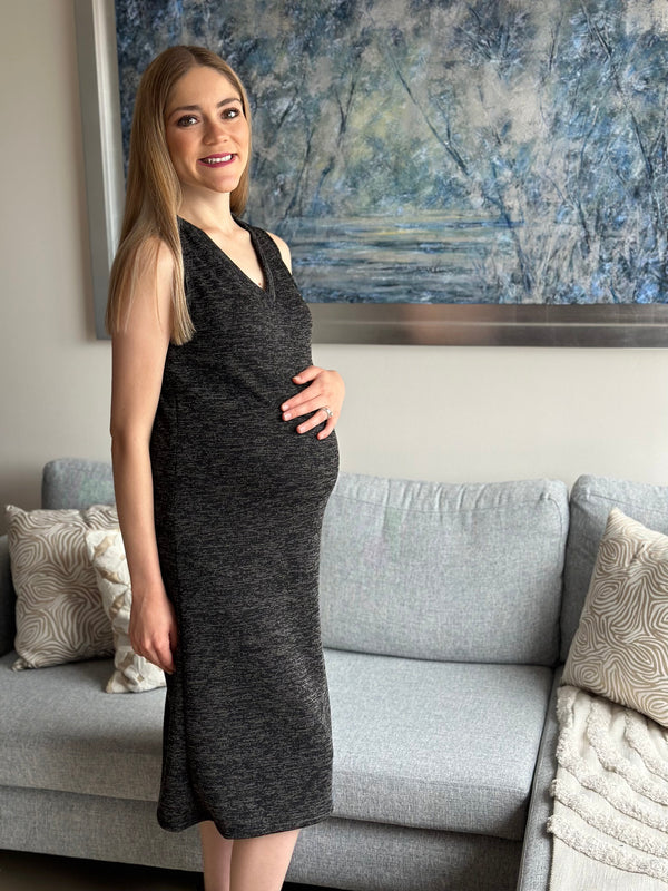 Vestido de maternidad y lactancia •Negro jaspe•