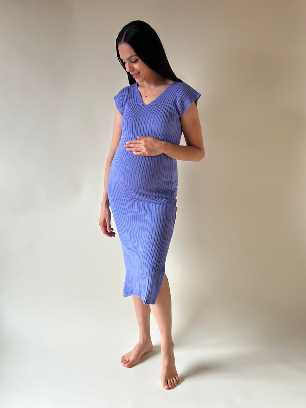 Vestido de maternidad midi •azul Lila•