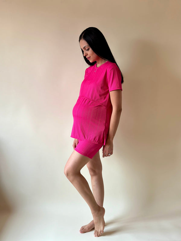 Set de maternidad y lactancia Sofia SHORT •Fucsia•
