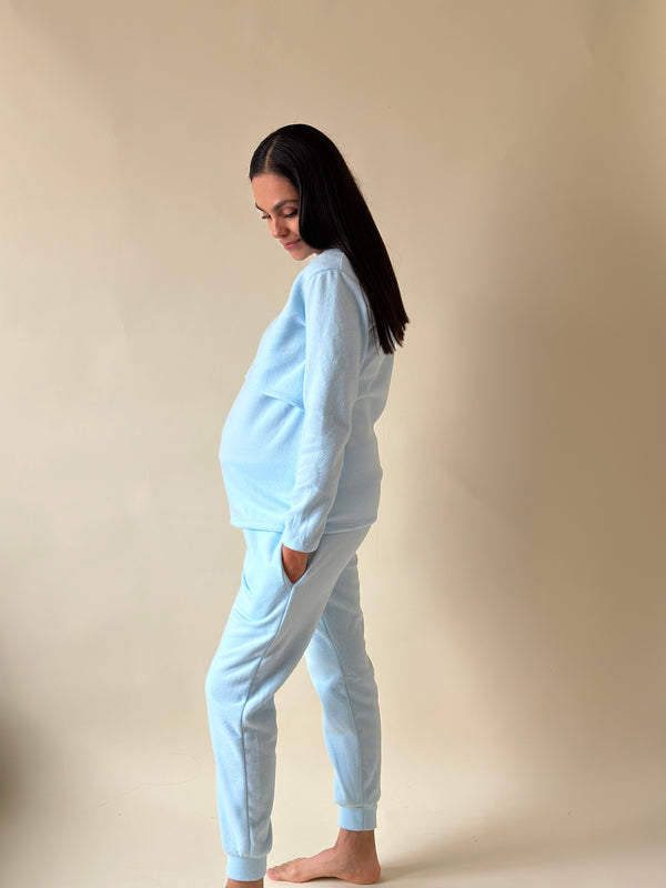 Pijama de maternidad y lactancia •Baby blue• POLAR