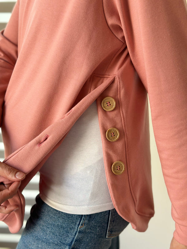 Sudadera de maternidad y lactancia •Pink button•