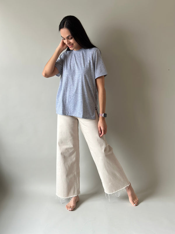 Playera de maternidad y lactancia •Gris jaspe•