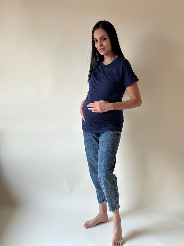Blusa de maternidad y lactancia •Basic Azul marino•