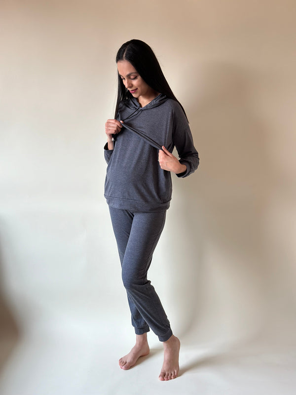 Pants de embarazo y lact •Gris oxford•