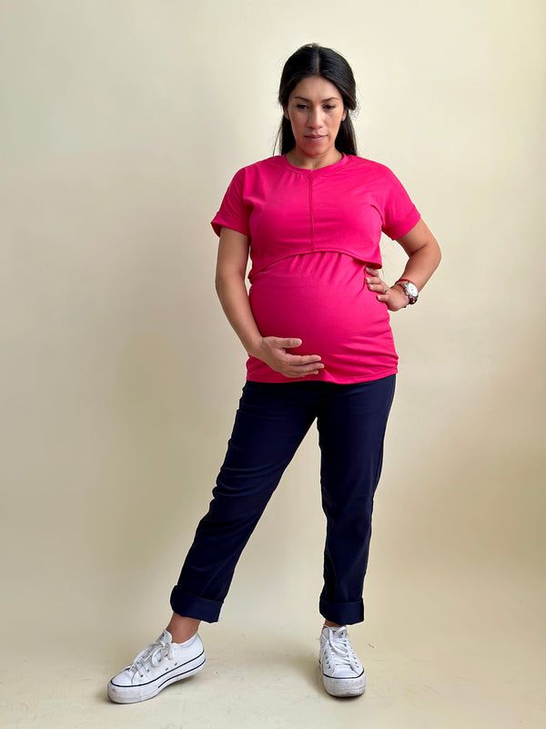 Blusa de maternidad y lactancia •Basic Fucsia•