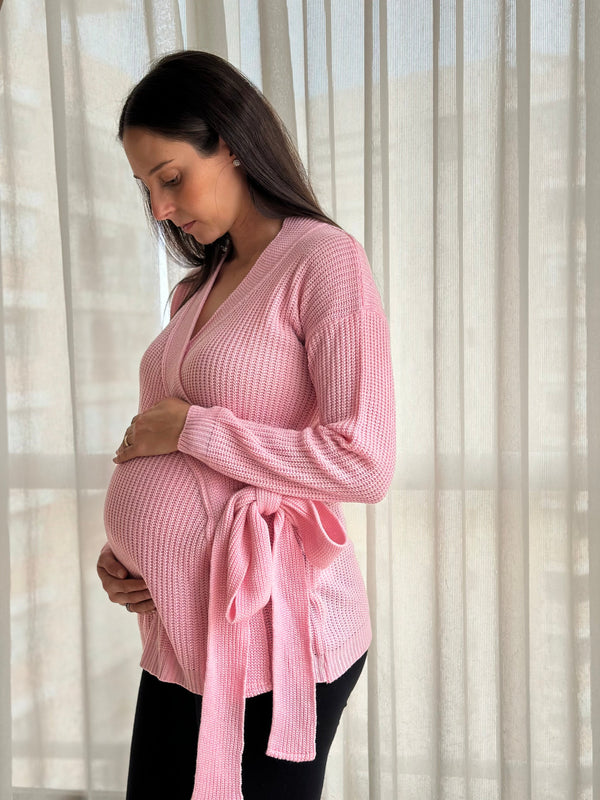 Suéter de maternidad envolvente •Baby pink•