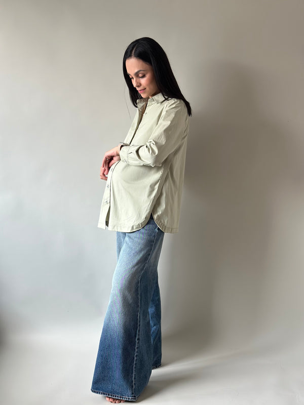 Camisa con abertura de maternidad y lactancia •Verde•