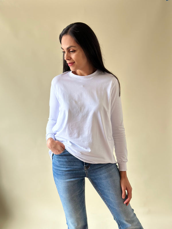 Playera manga larga básica •Blanca• RELAXED FIT