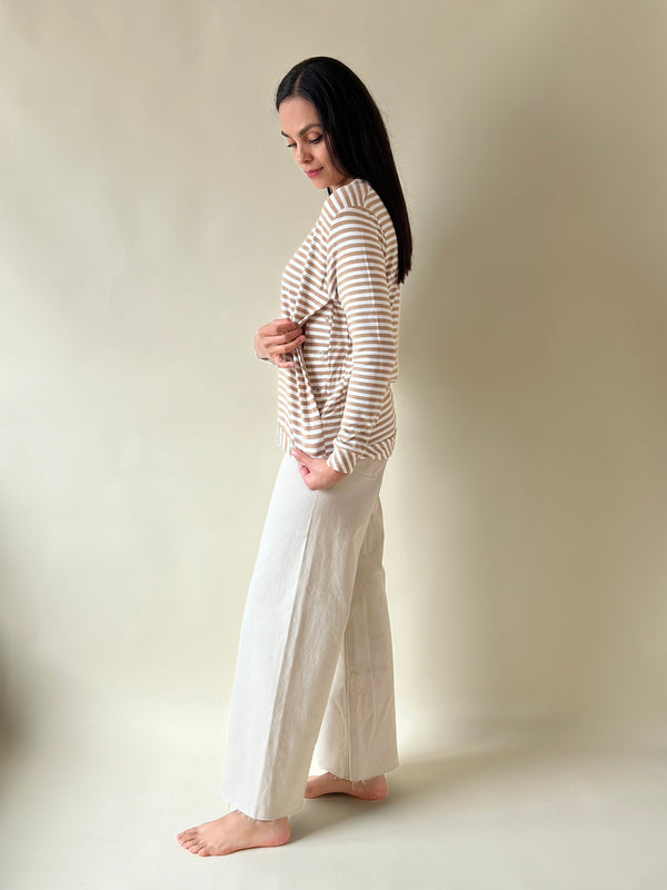 Blusa de maternidad y lactancia •Rayas arena•