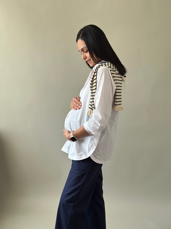 Pantalón pierna amplia •Azul marino• GABARDINA