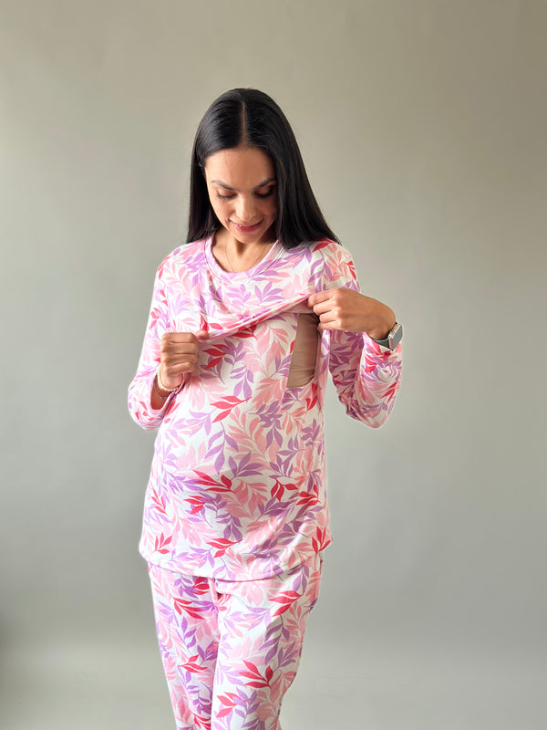 Pijama de maternidad y lactancia •Hoja mágica• SUPER SOFT