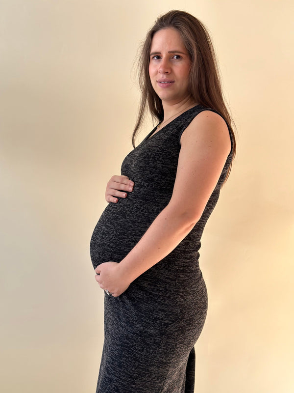 Vestido de maternidad y lactancia •Negro jaspe•