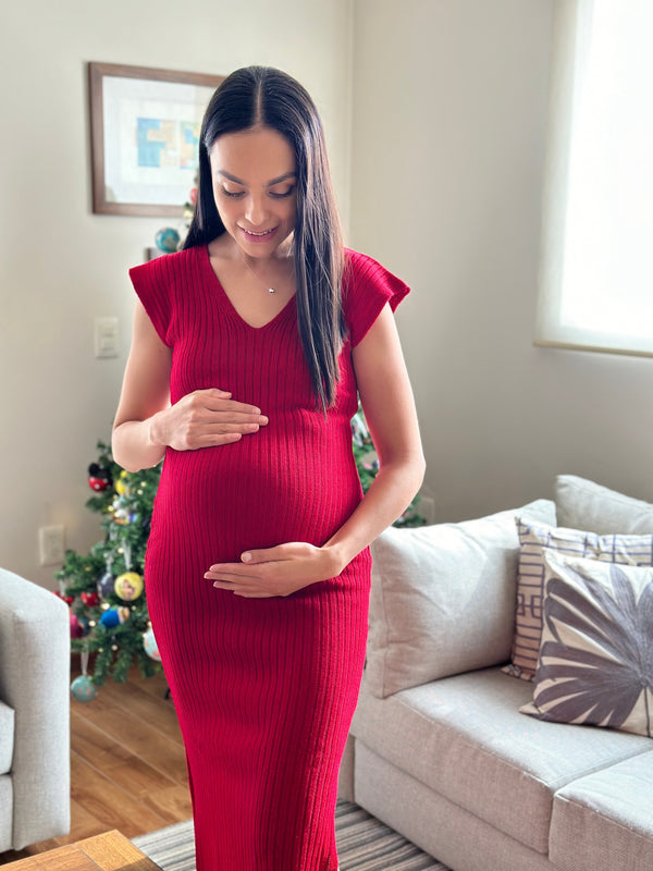 Vestido de maternidad midi •tinto•