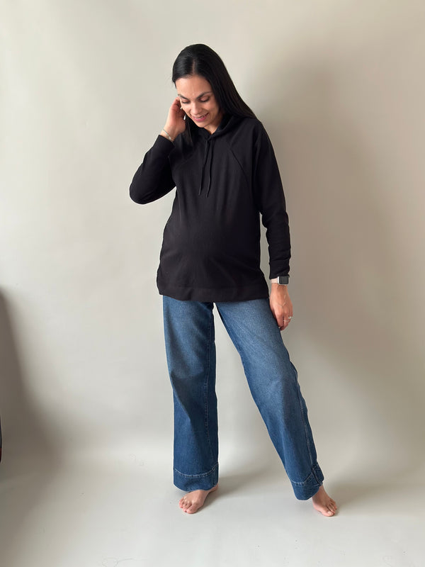 Sudadera Regina maternidad y lactancia •Negra•