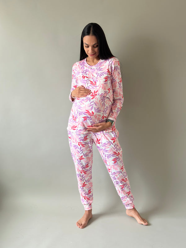 Pijama de maternidad y lactancia •Hoja mágica• SUPER SOFT
