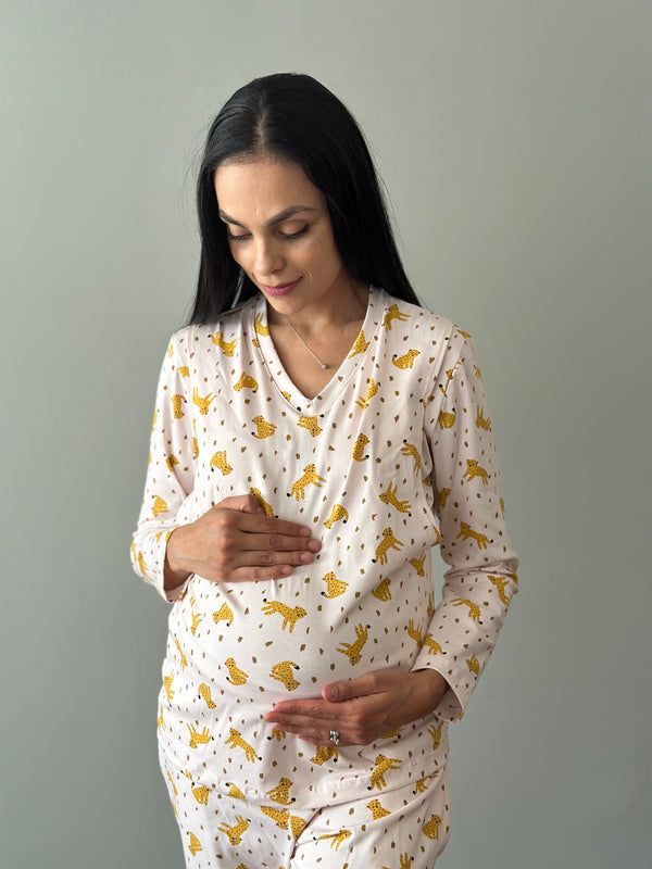 Pijama de maternidad y lactancia •Cheetah• ALGODÓN