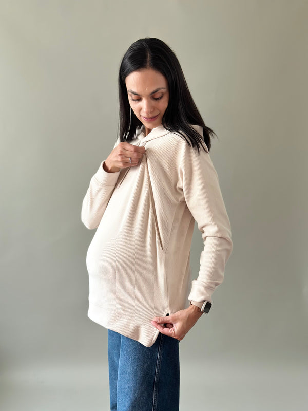 Sudadera Regina maternidad y lactancia •Trigo•
