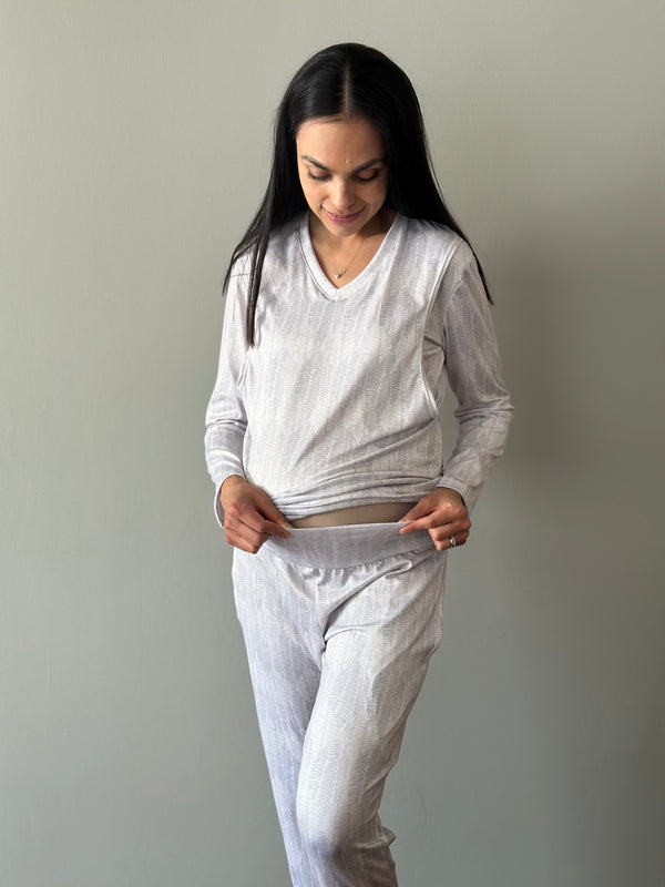 Pijama de maternidad y lactancia •Espiga gris• SUPER SOFT