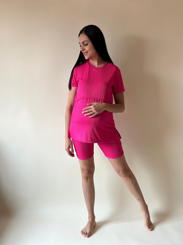 Set de maternidad y lactancia Sofia SHORT •Fucsia•