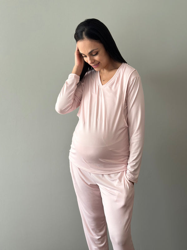 Pijama de maternidad y lactancia •Rosada• SUPER SOFT