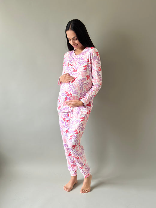 Pijama de maternidad y lactancia •Hoja mágica• SUPER SOFT