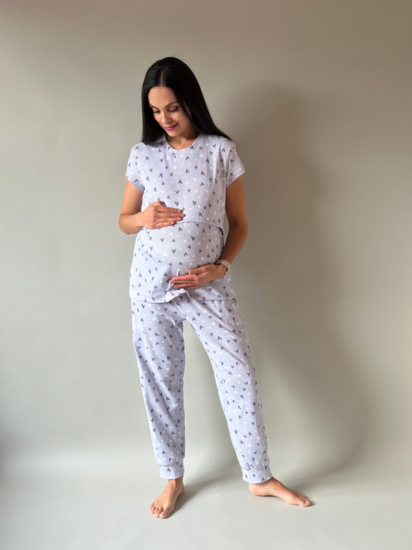 Pijama de maternidad y lactancia •Cora lila•