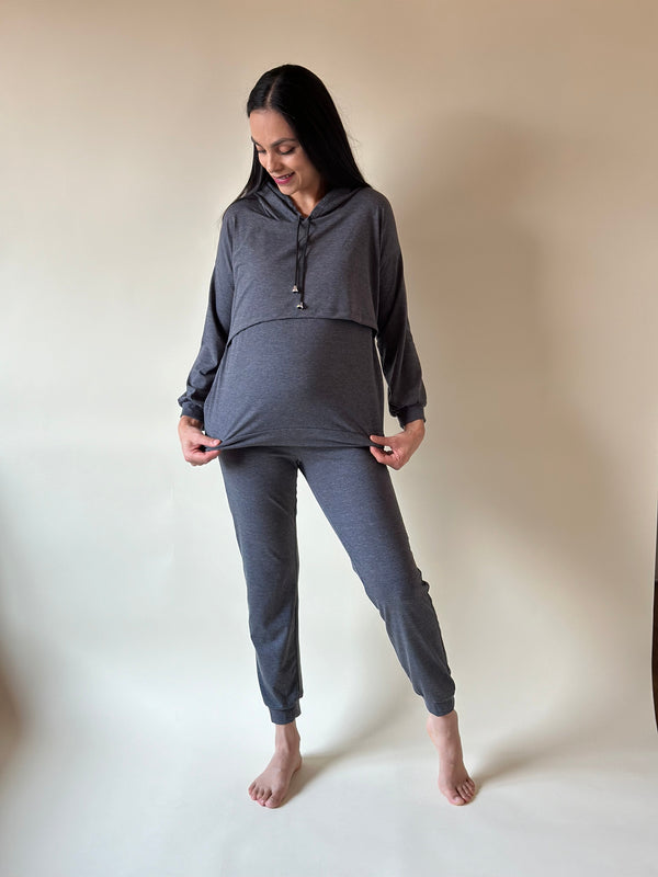 Pants de embarazo y lact •Gris oxford•