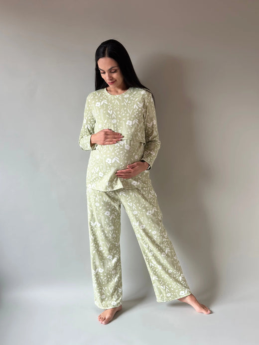 Pijama de maternidad y lactancia •Olivo•