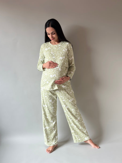 Pijama de maternidad y lactancia •Olivo•