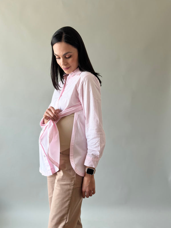 Camisa con abertura de maternidad y lactancia •Rosa•