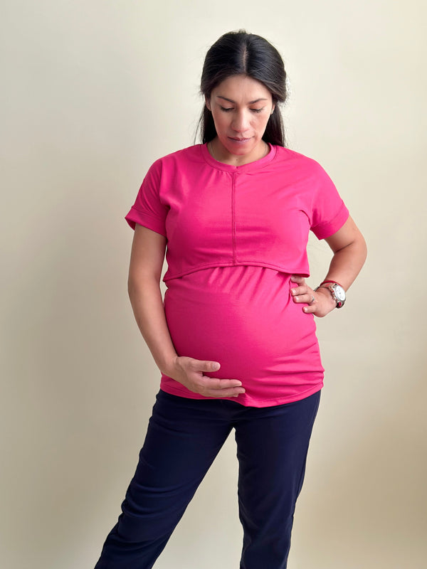 Blusa de maternidad y lactancia •Basic Fucsia•