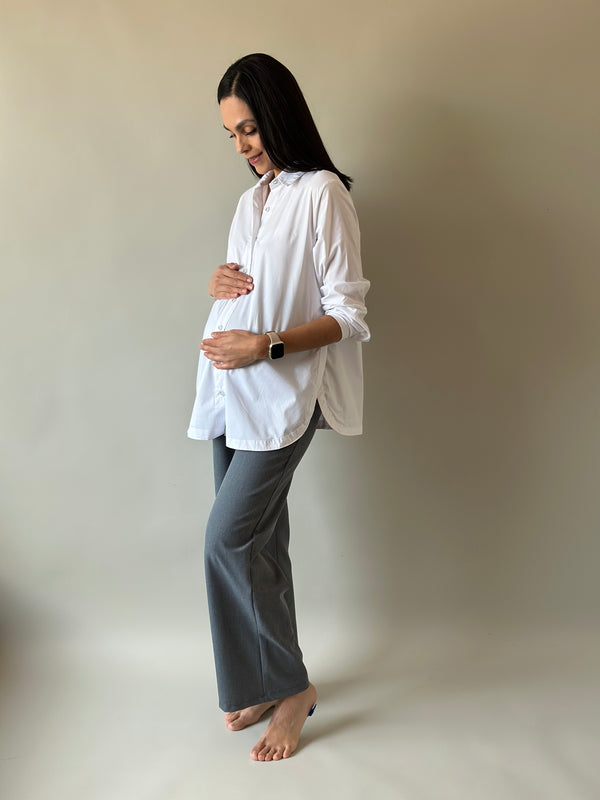 Pantalón pierna amplia •Gris•