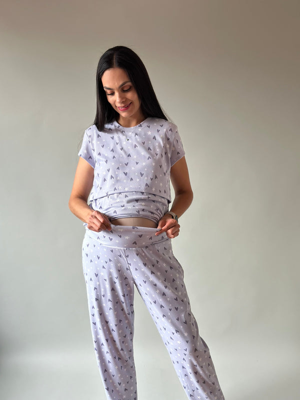 Pijama de maternidad y lactancia •Cora lila•
